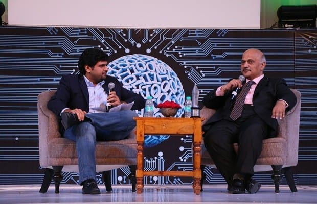 Jyotindra Thacker of Reliance Jio (Left) in conversation with Anant Goenka of The Indian Express Group during the 13the edition of Express Technology Senate in Jaipur.