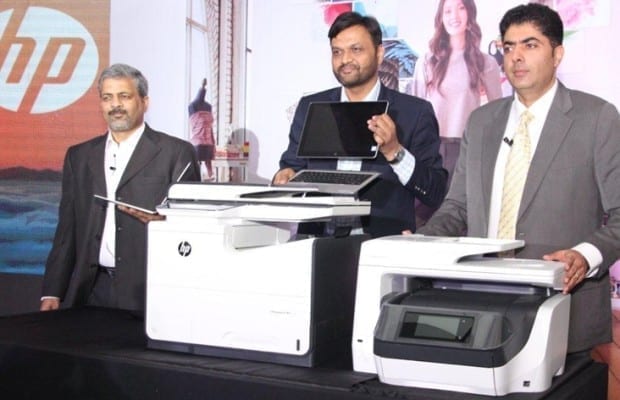 (Left) Rajiv Srivastava, Managing Director, HP India along with his team during the launch in New Delhi. The PageWide technology offers fast print speed with energy efficiency and up to 50% less cost per page than the comparable colour laser printers.