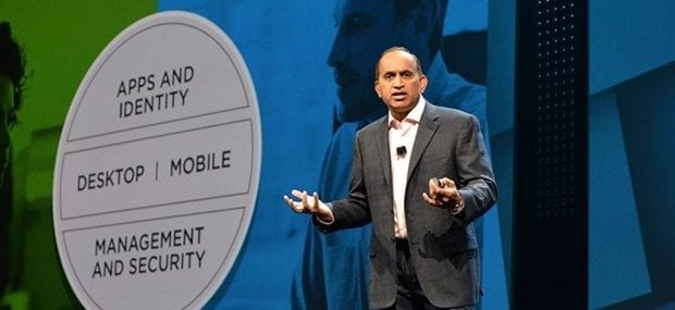 “We believe there is an incredible opportunity to push identity-driven secure digital workspaces for the delivery of any app on any device, especially as businesses shift to Windows 10 and increasingly offer cloud-based productivity suites such as Office 365 to employees,” said Sanjay Poonen, executive vice president and general manager, End-User Computing and head of global marketing and communications, VMware. (Photo: VMware)