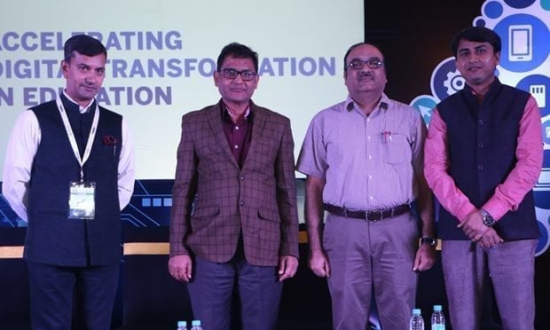 (L-R) Raghuvesh Sarup, CMO, Microsoft India; Sudhir Kumar Agrawal, Director, State Council of Educational Research and Training, Government of Chhattisgarh; Vikas Sheel, Principal Secretary, School Education, Government of Chhattisgarh; and Mohd Ujaley, Principal Correspondent, Express Computer.
